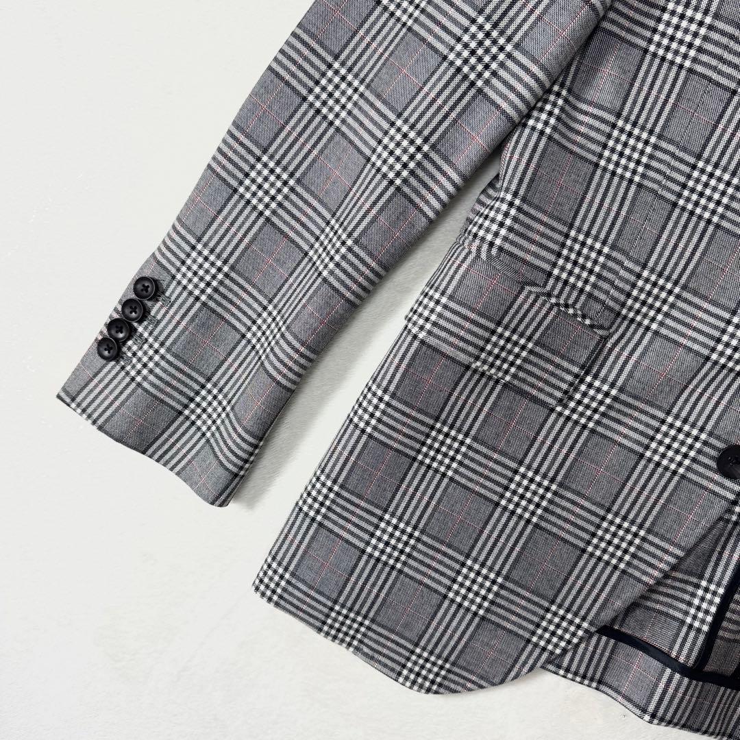 美品 スーツセレクト スリーピース セットアップ グレンチェック グレー A5