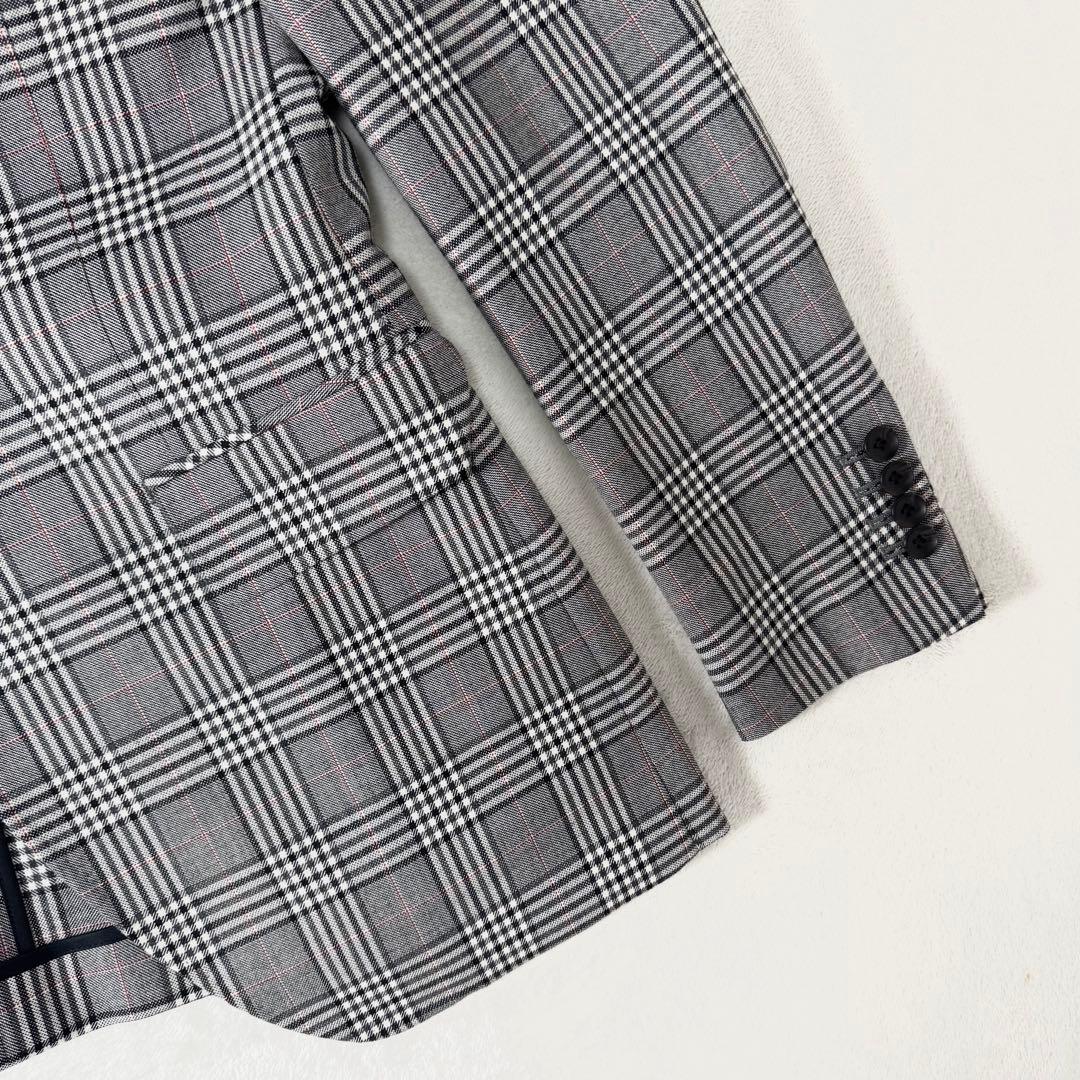 美品 スーツセレクト スリーピース セットアップ グレンチェック グレー A5