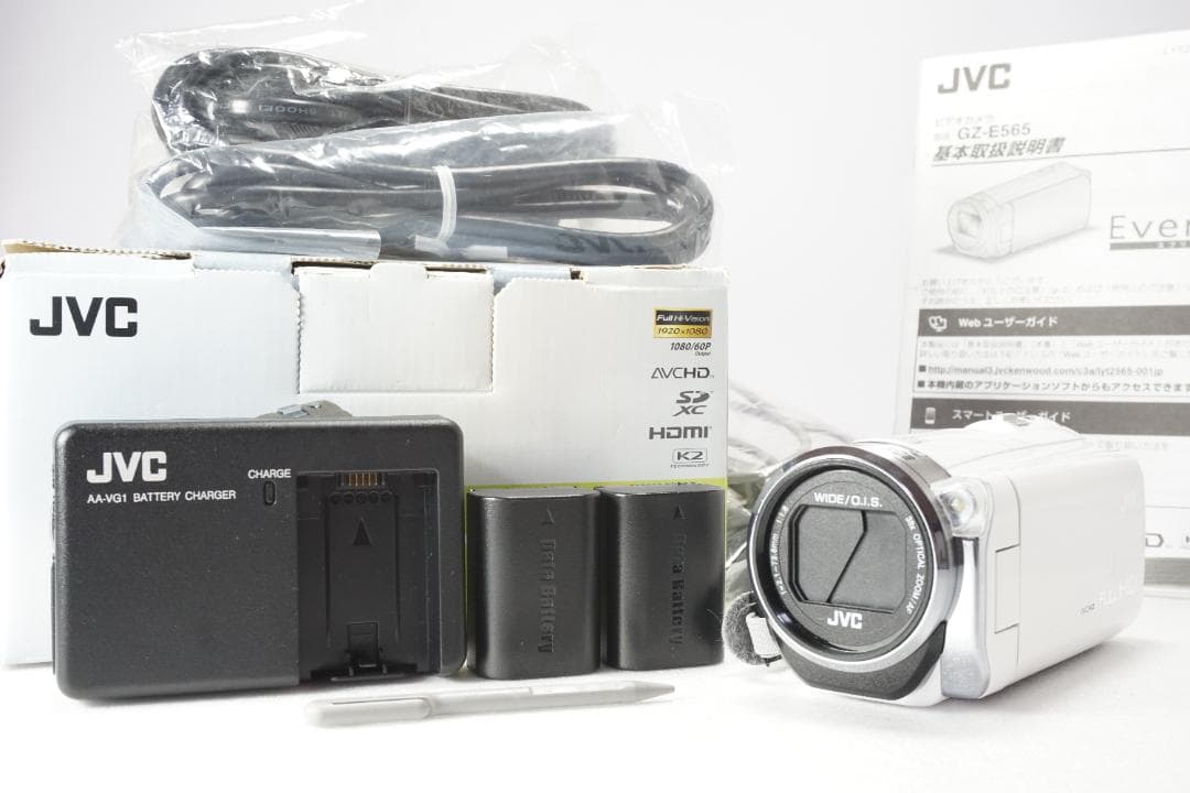 [動作確認済み] JVC GZ-E565 ビデオカメラ ホワイト 箱付き