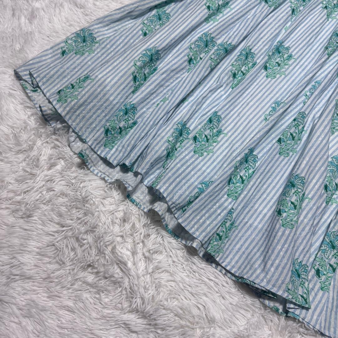 完売品 ヌキテパ コットン ジャカード リリー プリント フレア ドレス