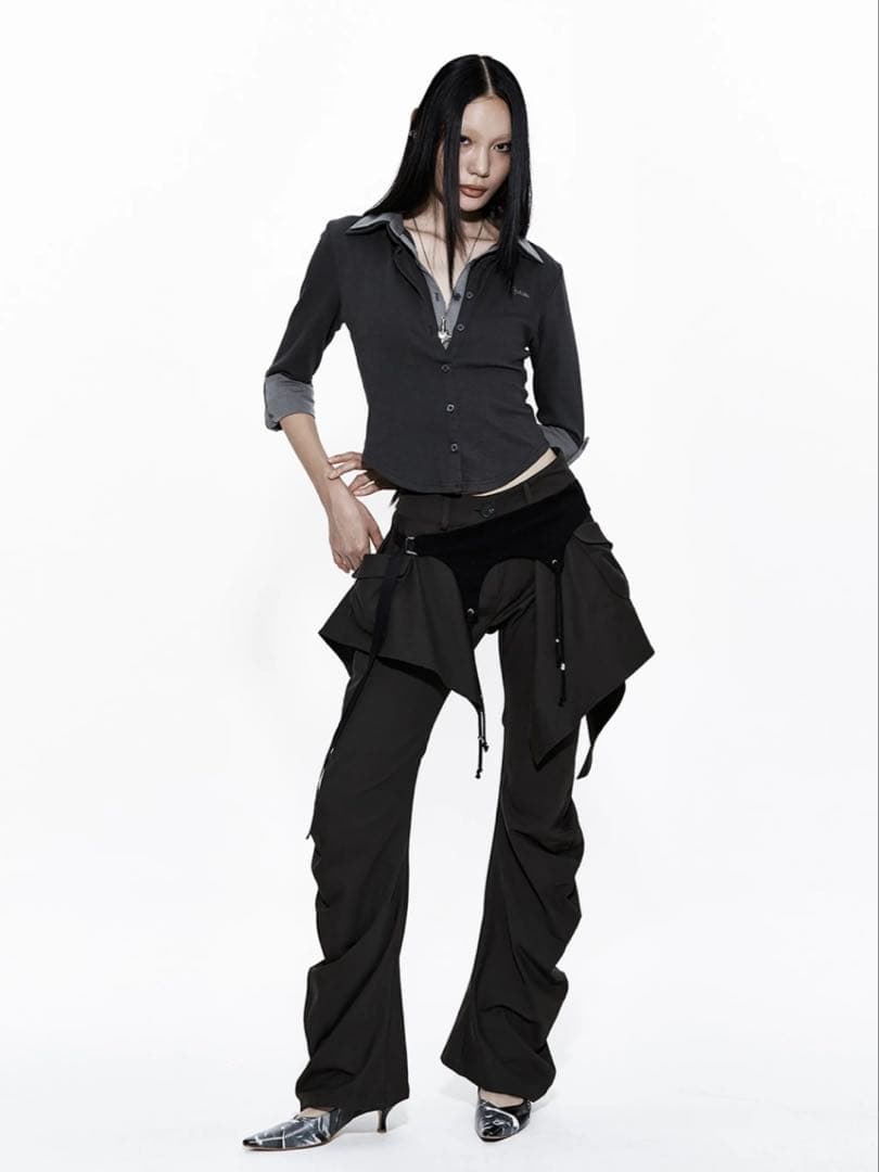 パンツ kashiko Layered Strap Pants Khaki