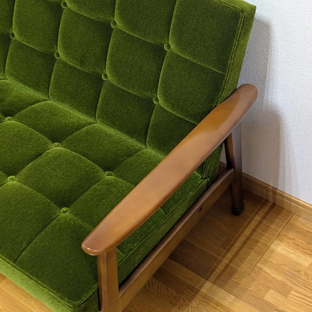 カリモク60 Kチェア モケットグリーン 2人掛けソファ