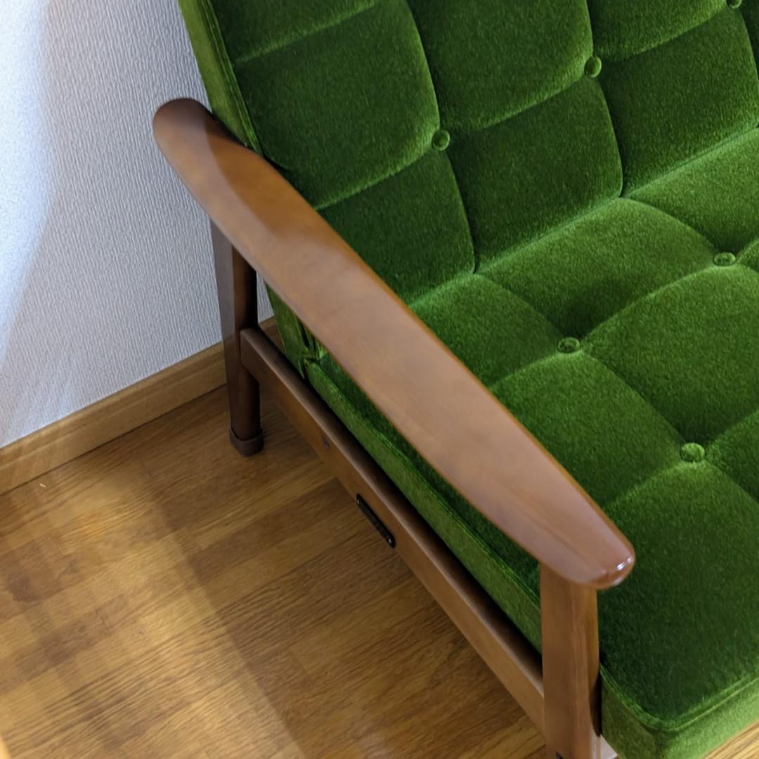 カリモク60 Kチェア モケットグリーン 2人掛けソファ