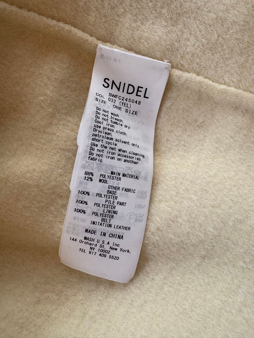 美品 スナイデルsnidel ファー付きミドルケープコート イエロー