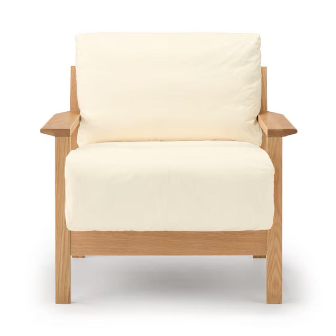 無印良品　ソファ木製フレーム　フェザーポケットコイル 1シーター　杢ベージュ