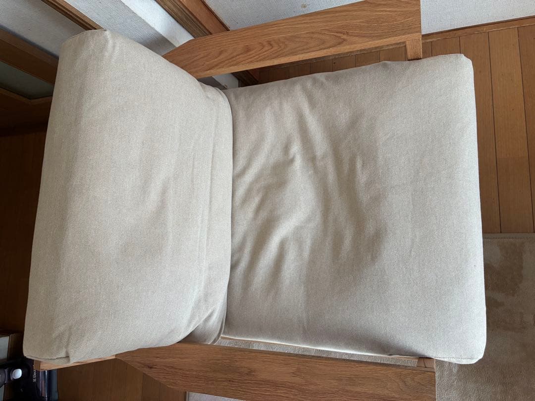 無印良品　ソファ木製フレーム　フェザーポケットコイル 1シーター　杢ベージュ