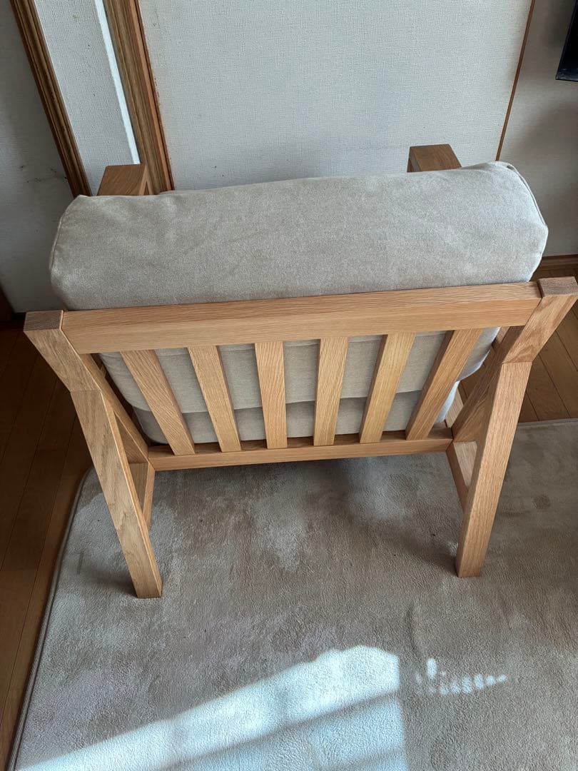 無印良品　ソファ木製フレーム　フェザーポケットコイル 1シーター　杢ベージュ