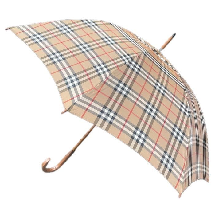 美品　Burberry バーバリー　ノバチェック　長傘　メタルロゴ　ベージュ