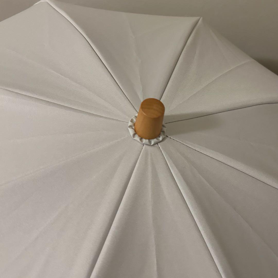 サンバリア100 2段折り　フリル　ホワイト　木曲がり手元