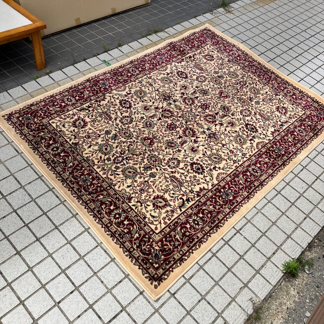 昭和レトロ アラベスク模様 花柄 ペルシャ絨毯 大型絨毯 カーペット ラグ