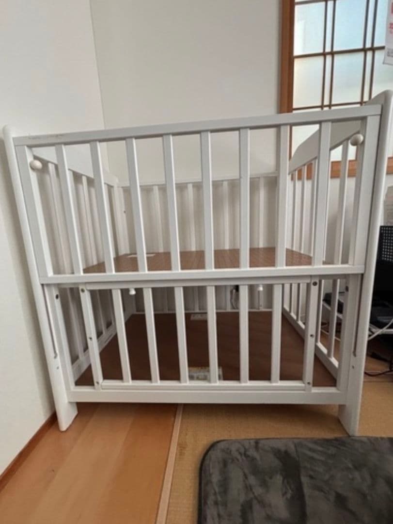 カトージ ハイシートミニベビーベッド2 ハイタイプ 床板調節可能 収納棚付