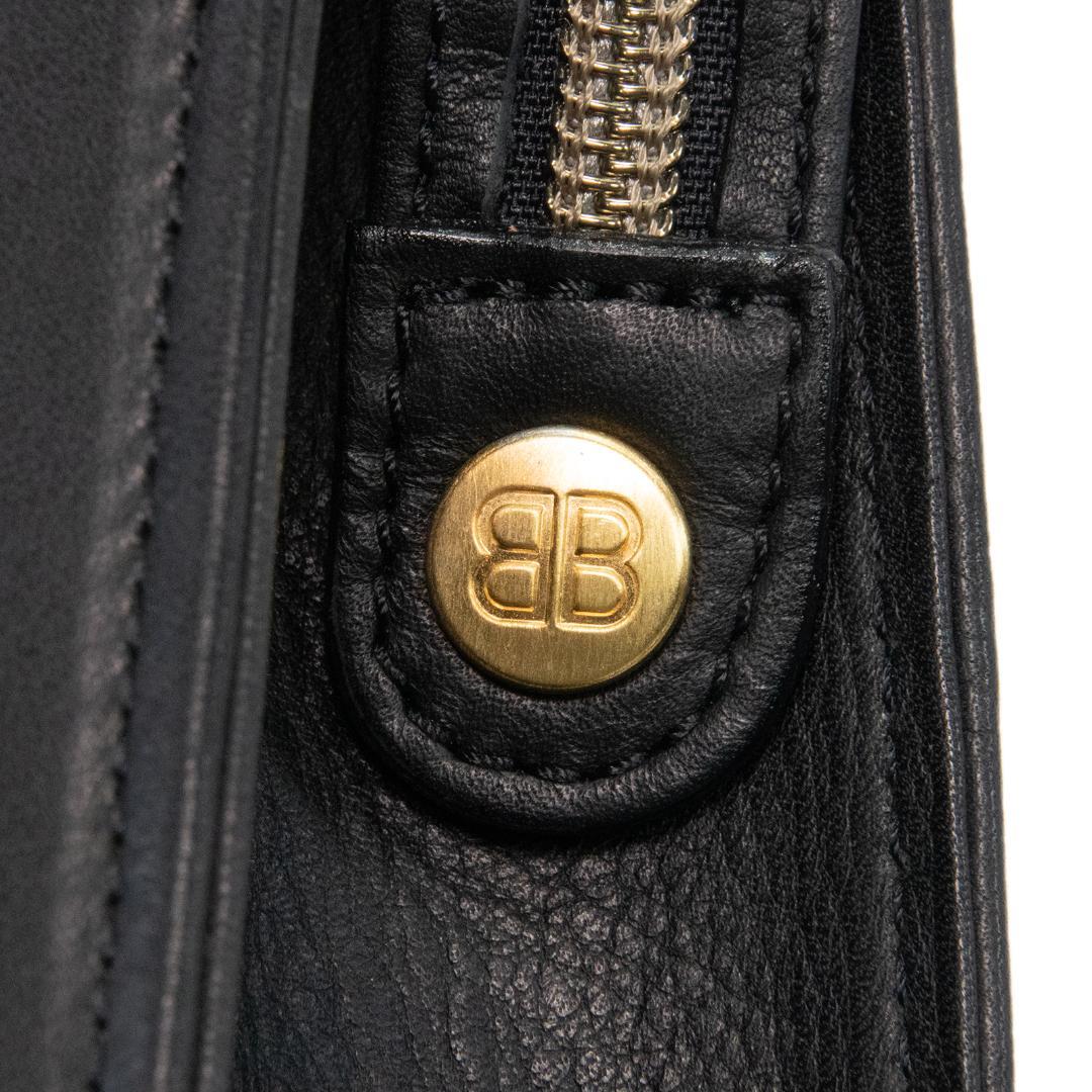 本物 バレンシアガ クラッチバッグ メンズ 黒 ブラック BBロゴ マーク 本革