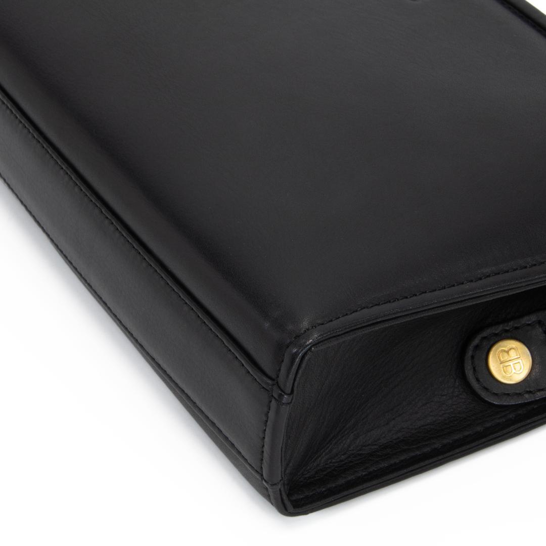 本物 バレンシアガ クラッチバッグ メンズ 黒 ブラック BBロゴ マーク 本革