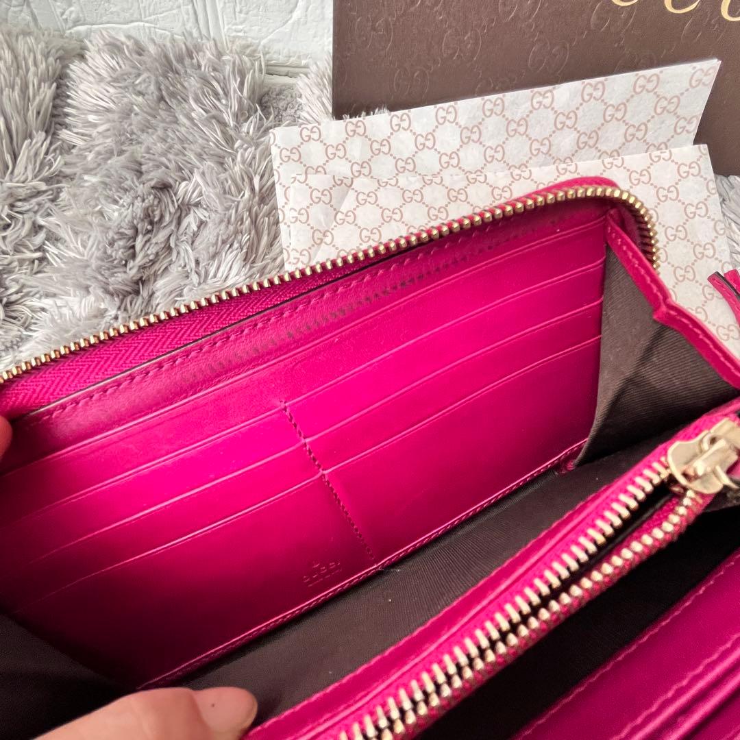 美品✨GUCCI ラウンドファスナー　Wシマ　インターロッキング　パープル