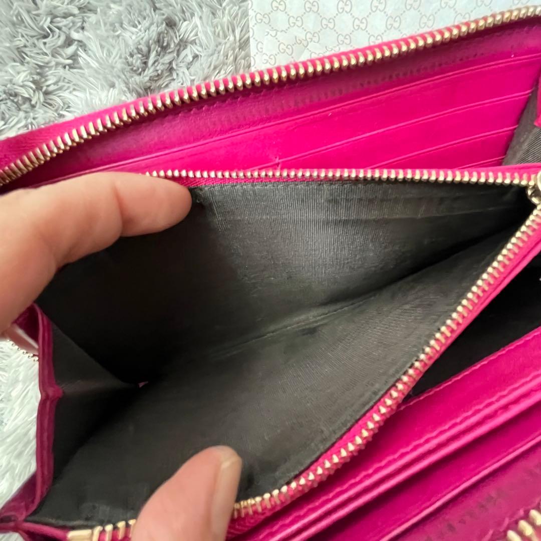 美品✨GUCCI ラウンドファスナー　Wシマ　インターロッキング　パープル