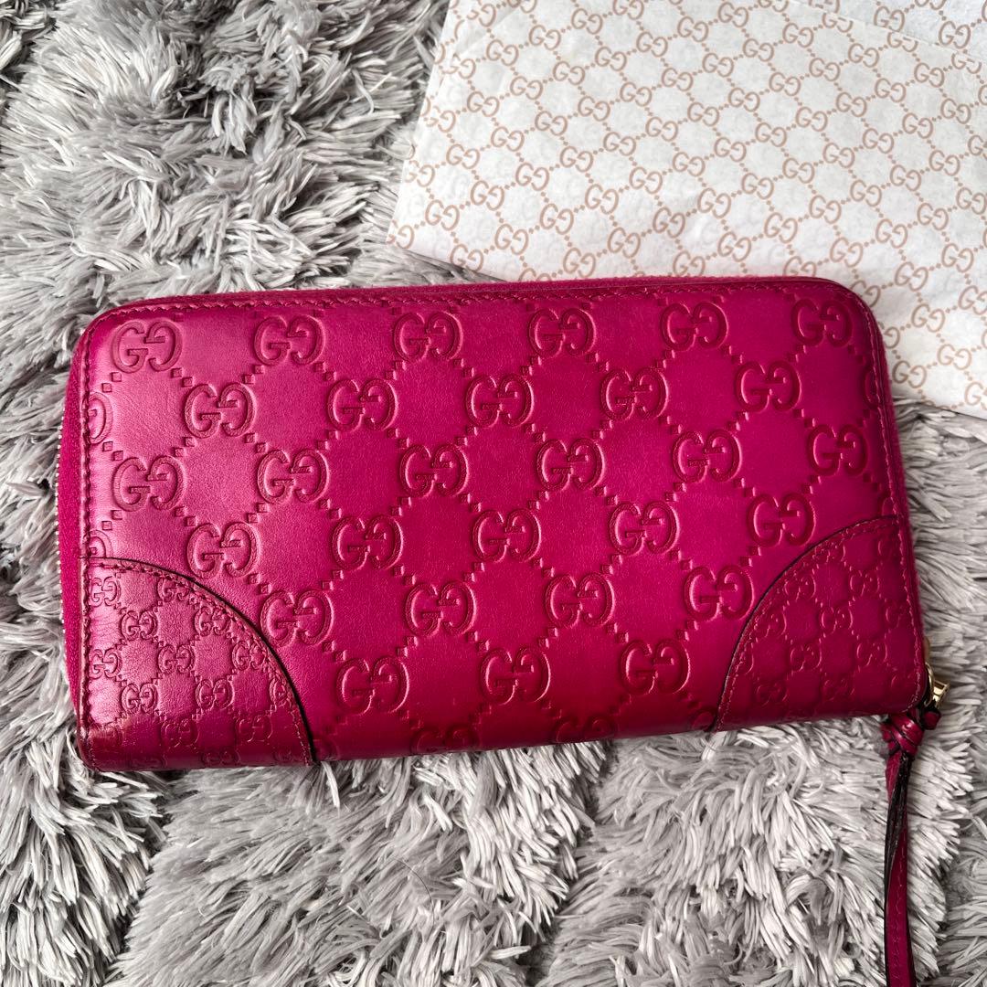 美品✨GUCCI ラウンドファスナー　Wシマ　インターロッキング　パープル