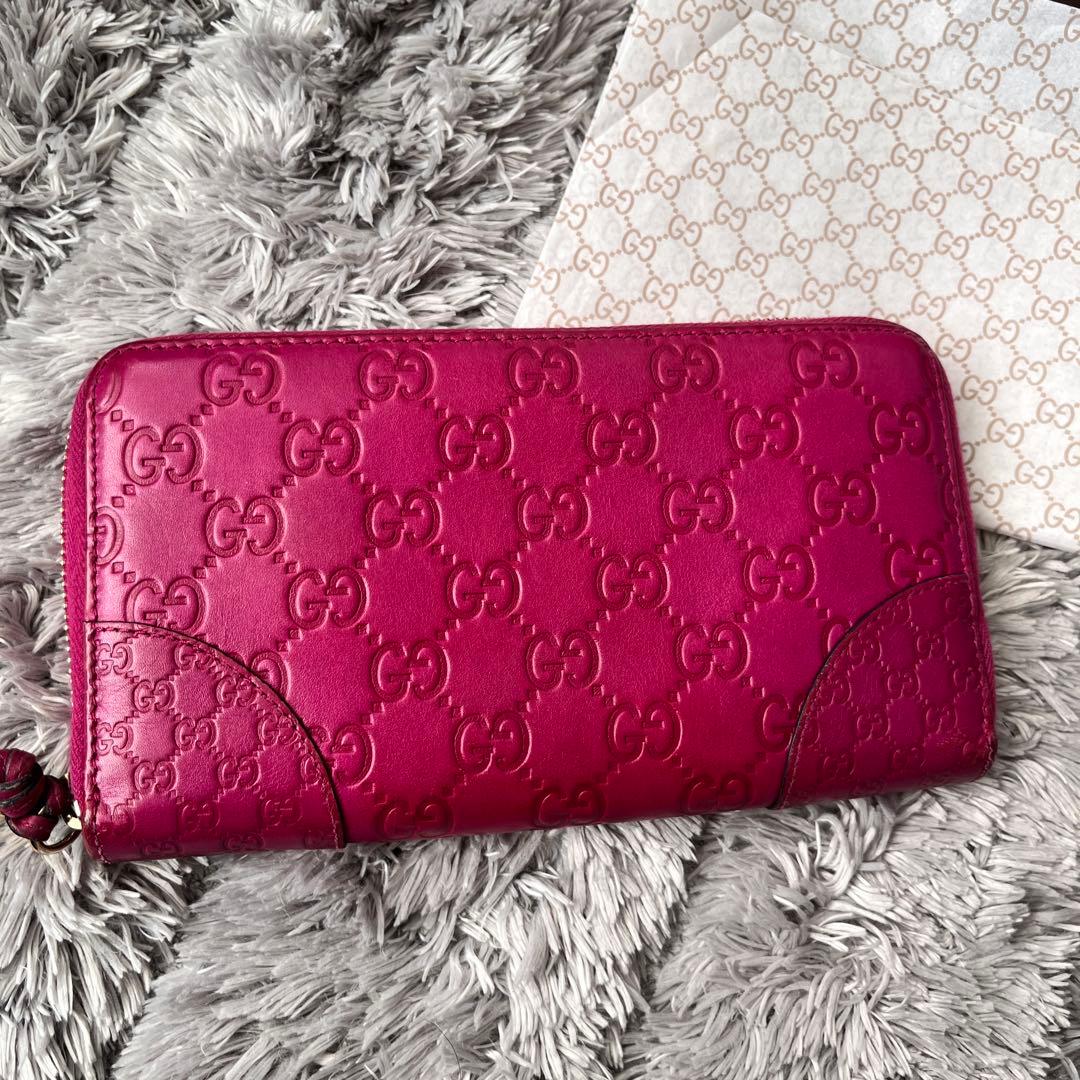 美品✨GUCCI ラウンドファスナー　Wシマ　インターロッキング　パープル