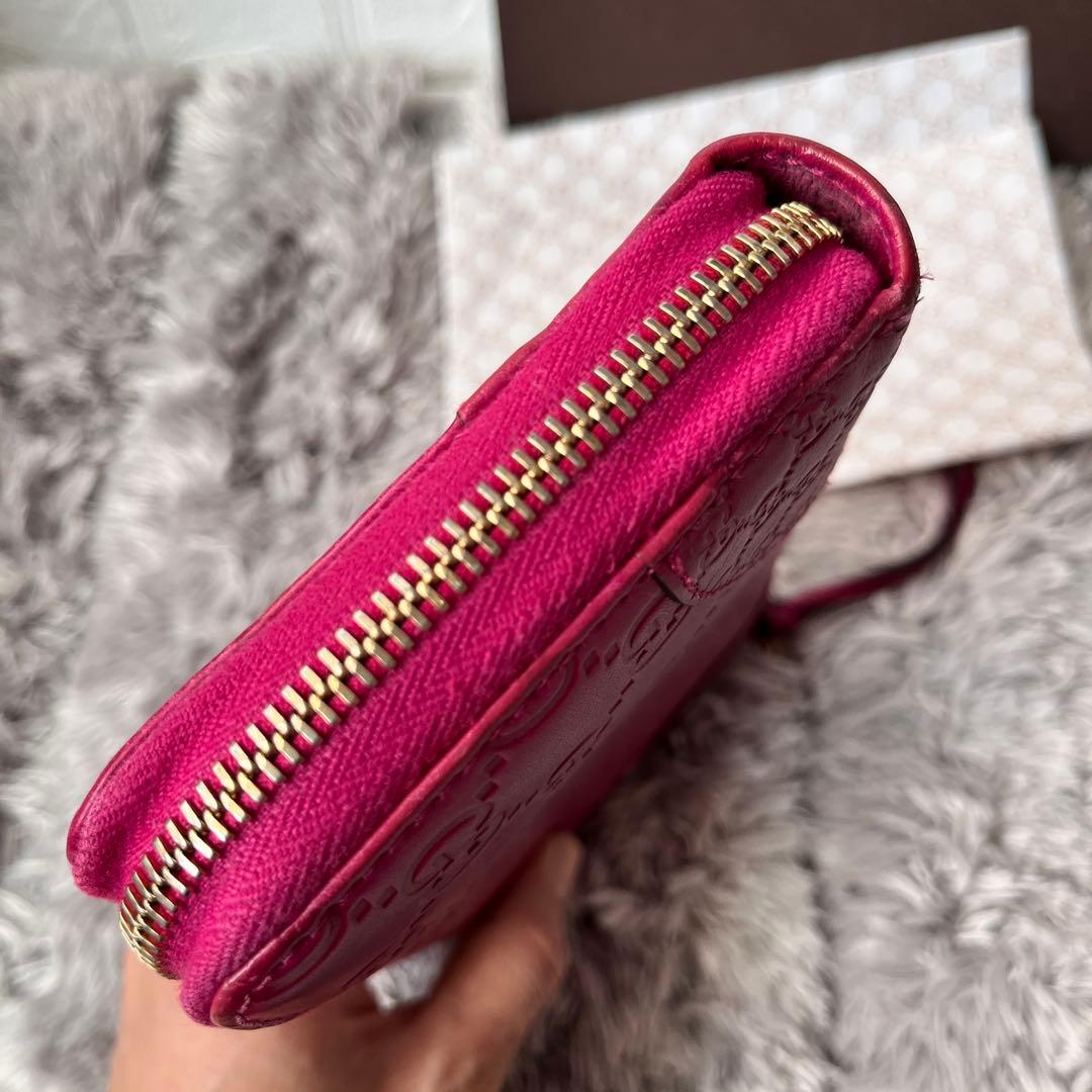 美品✨GUCCI ラウンドファスナー　Wシマ　インターロッキング　パープル