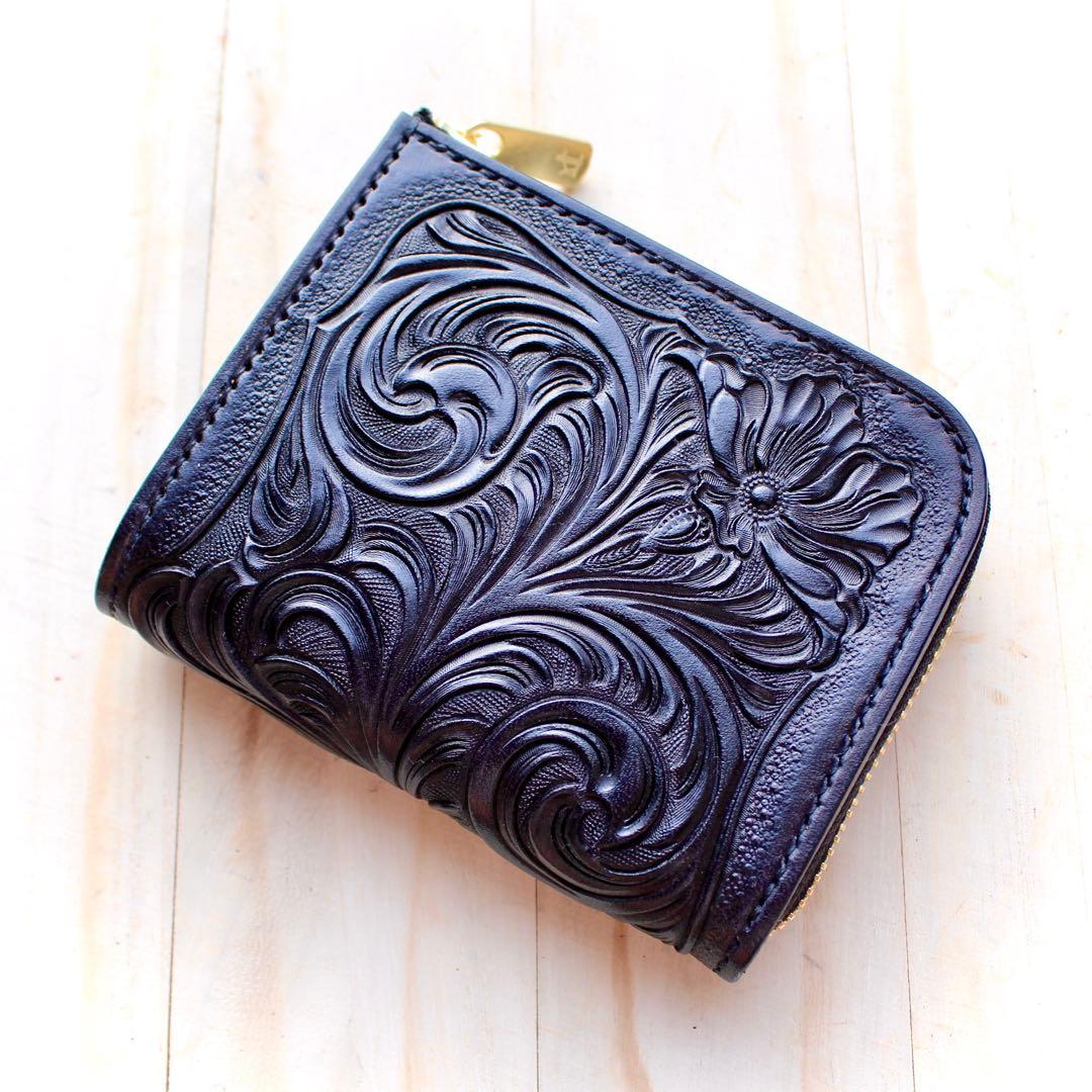 L字ファスナーウォレット 【カービング /オールブラック】