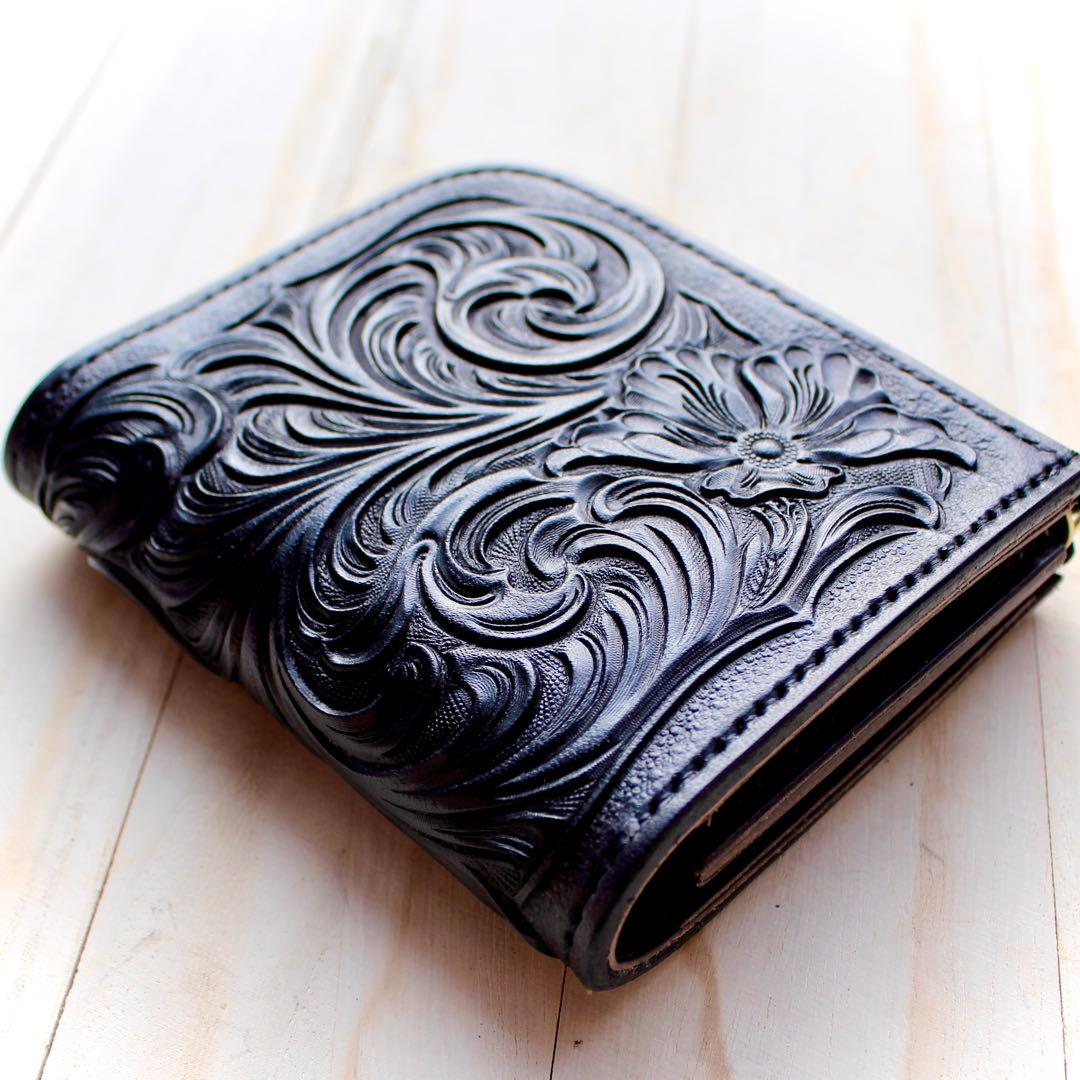 L字ファスナーウォレット 【カービング /オールブラック】