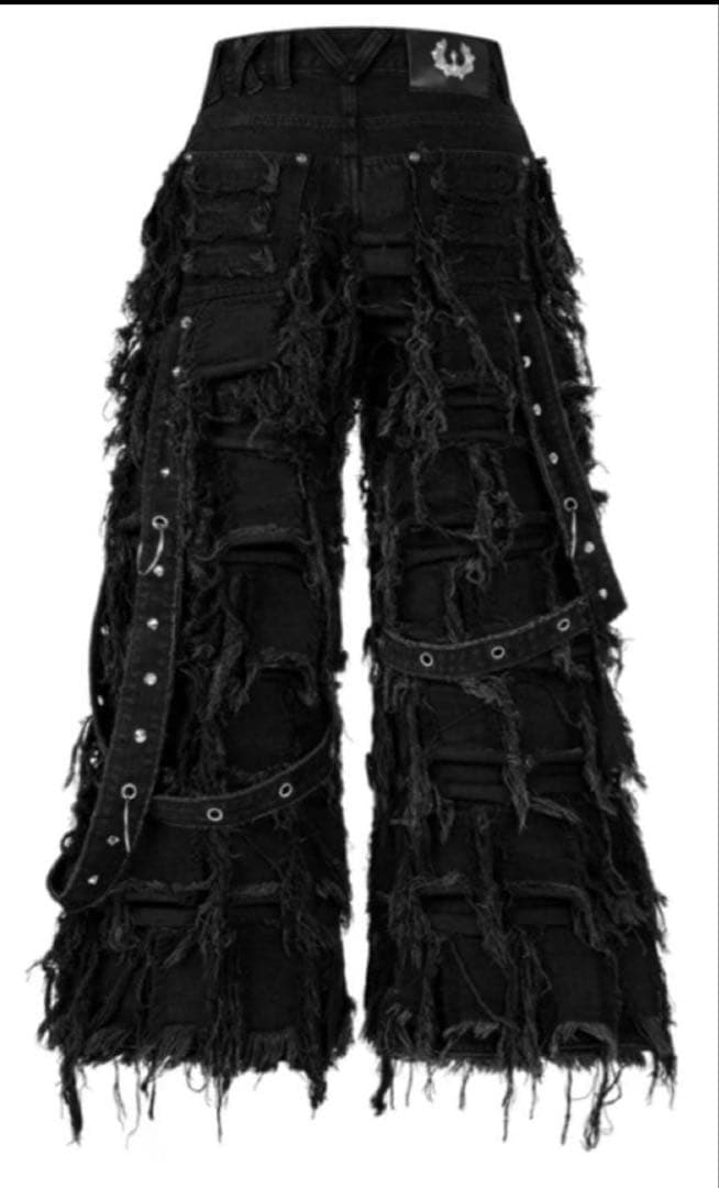 激レア　uniz world ブラックモンスターダメージワイドデニム