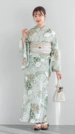 ◆ノー皺加工最高級クールパス◆高級絞り風のモダン翡翠緑浴衣◆二部式簡単浴衣★洗え