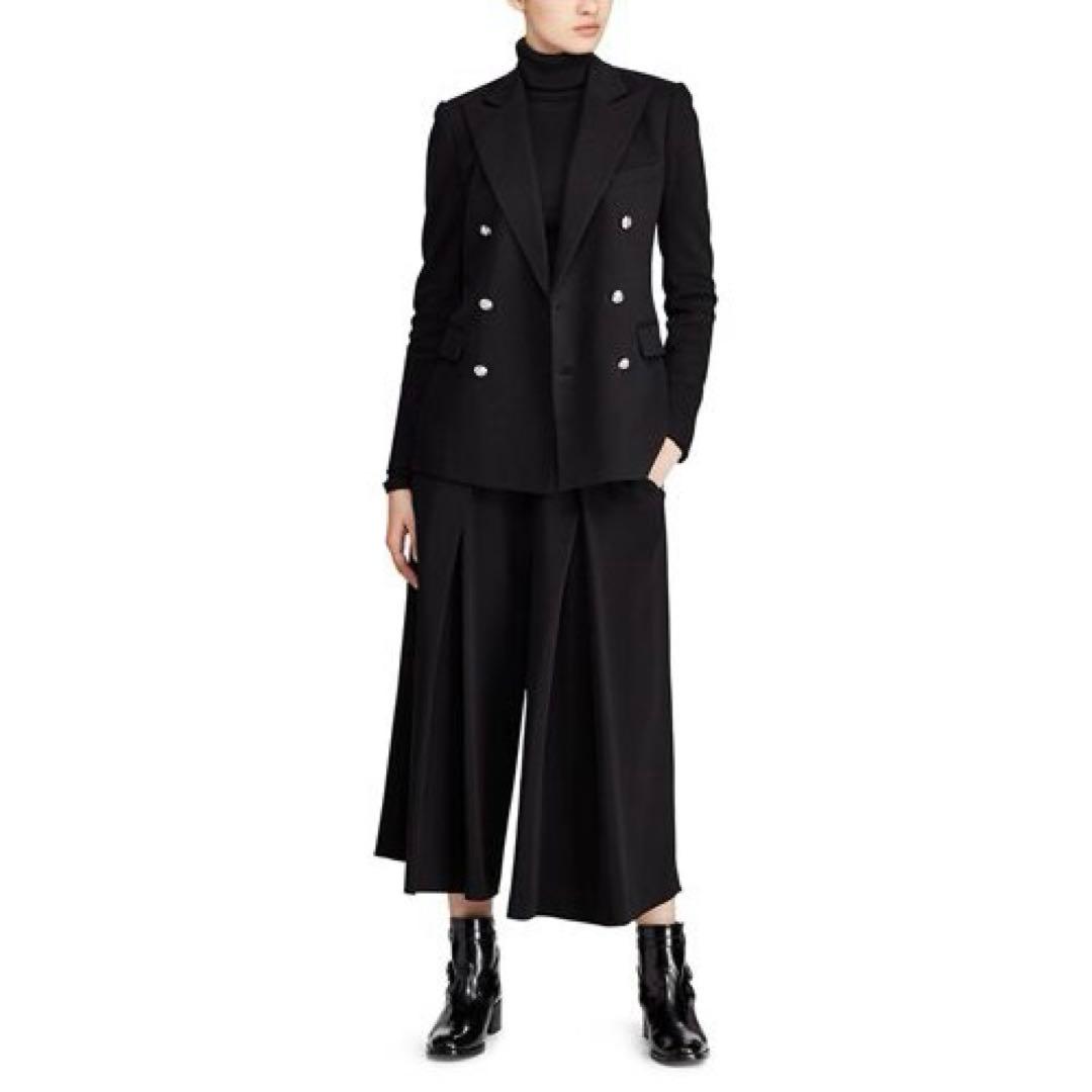 美品　ポロラルフローレン　レディース　ニットダブルブレステッドブレザー　Ｌ　黒銀