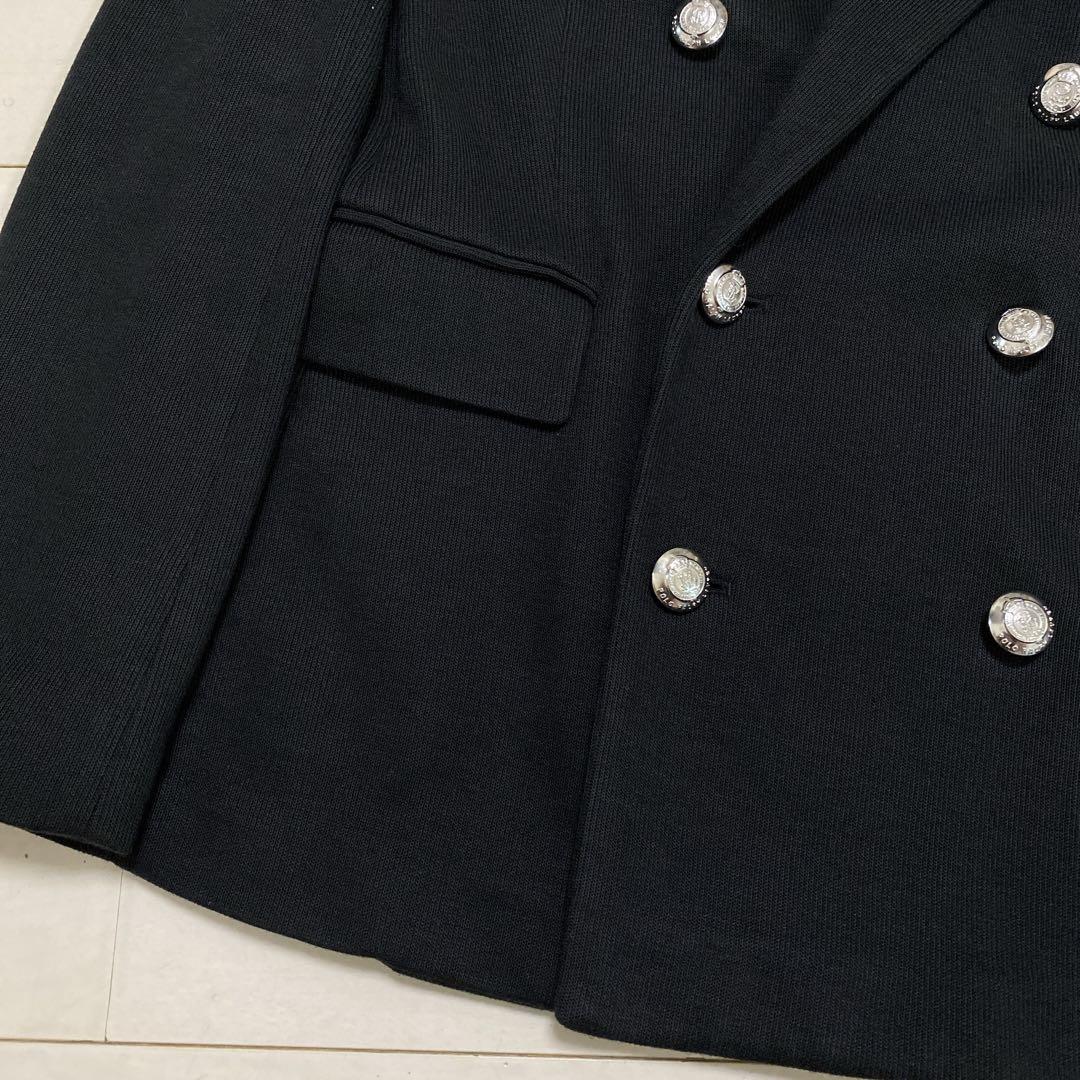 美品　ポロラルフローレン　レディース　ニットダブルブレステッドブレザー　Ｌ　黒銀