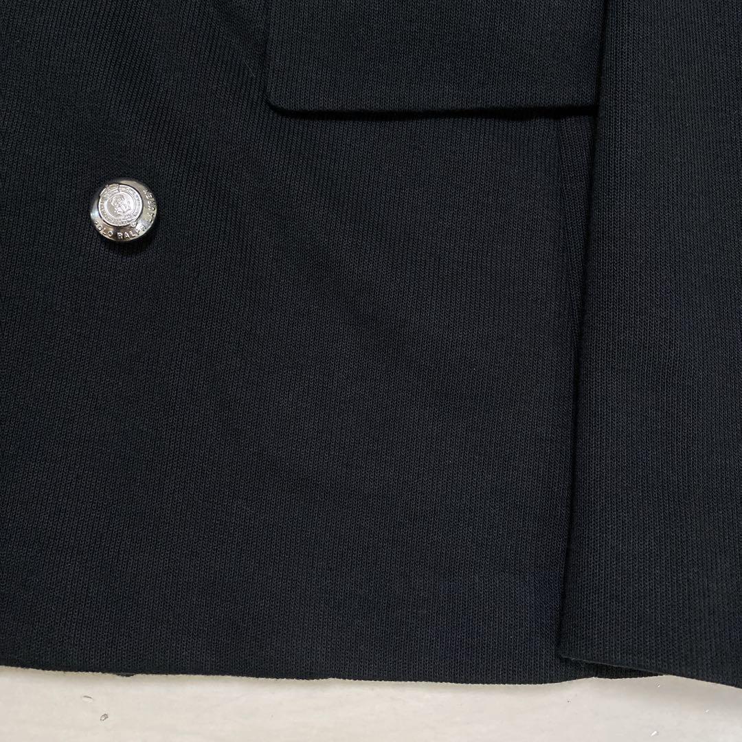 美品　ポロラルフローレン　レディース　ニットダブルブレステッドブレザー　Ｌ　黒銀