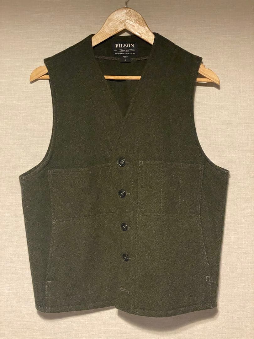 FILSON ウールベスト Mサイズ オリーブグリーン