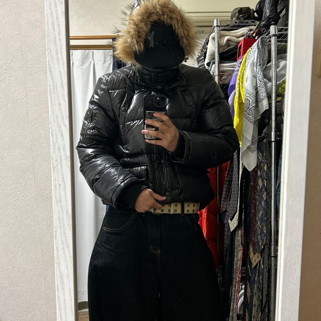 00s y2k 中綿ジャケット 光沢 ギャル お兄系 平成 短丈ファーダウン