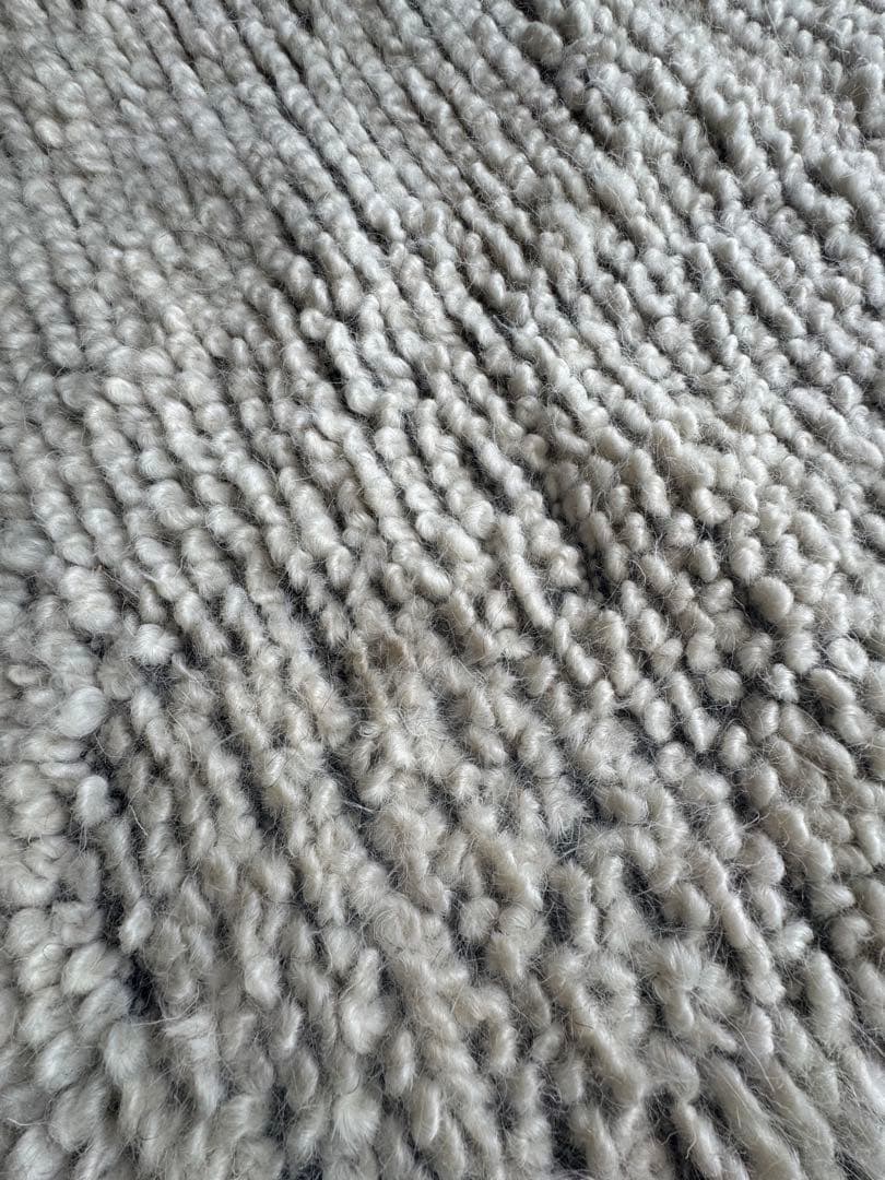 トルコ ウールラグ アイボリー ダークグレー　キリム