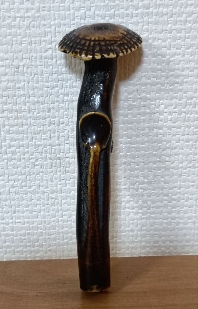 鹿角茸差し根付　古根付　鹿角彫刻根付　時代物　差し根付