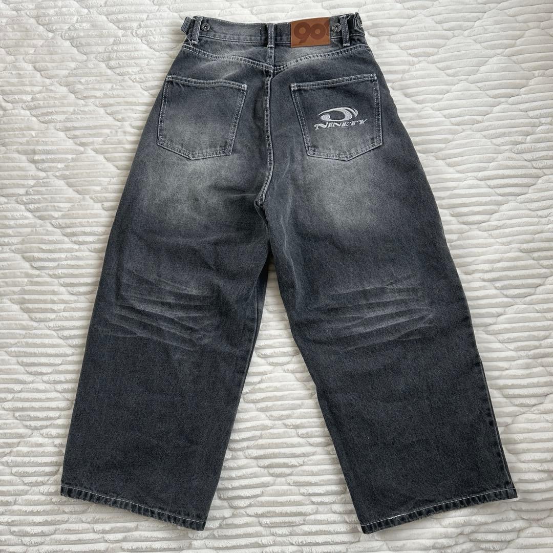 9090 バギーデニム ブラック ワイドデニム S 公式完売品