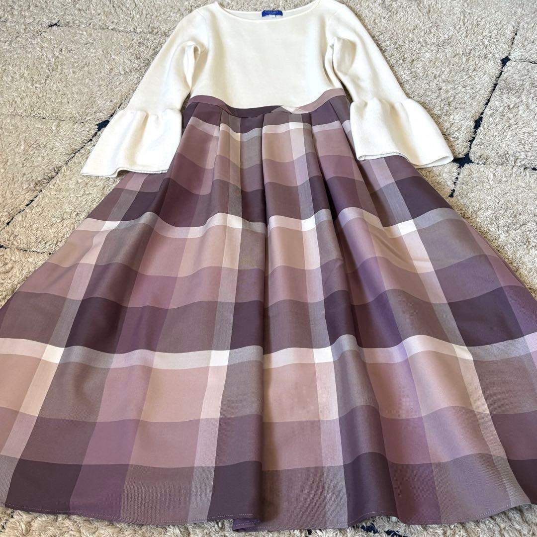 【美品✨】ブルーレーベルクレストブリッジ　チェッククロッシングツイルニット　M