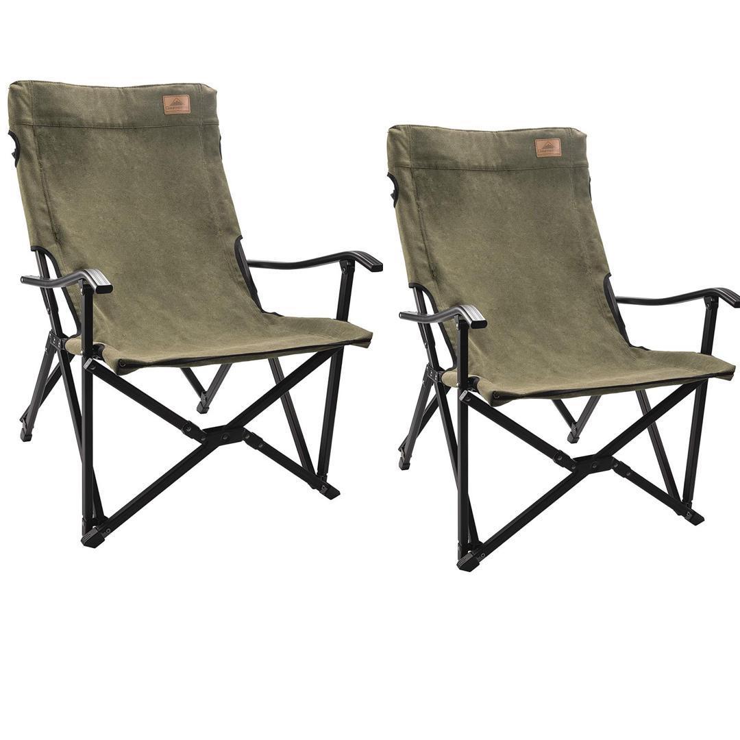 焚き火 チェア ローチェア 帆布製 カーキ 2脚