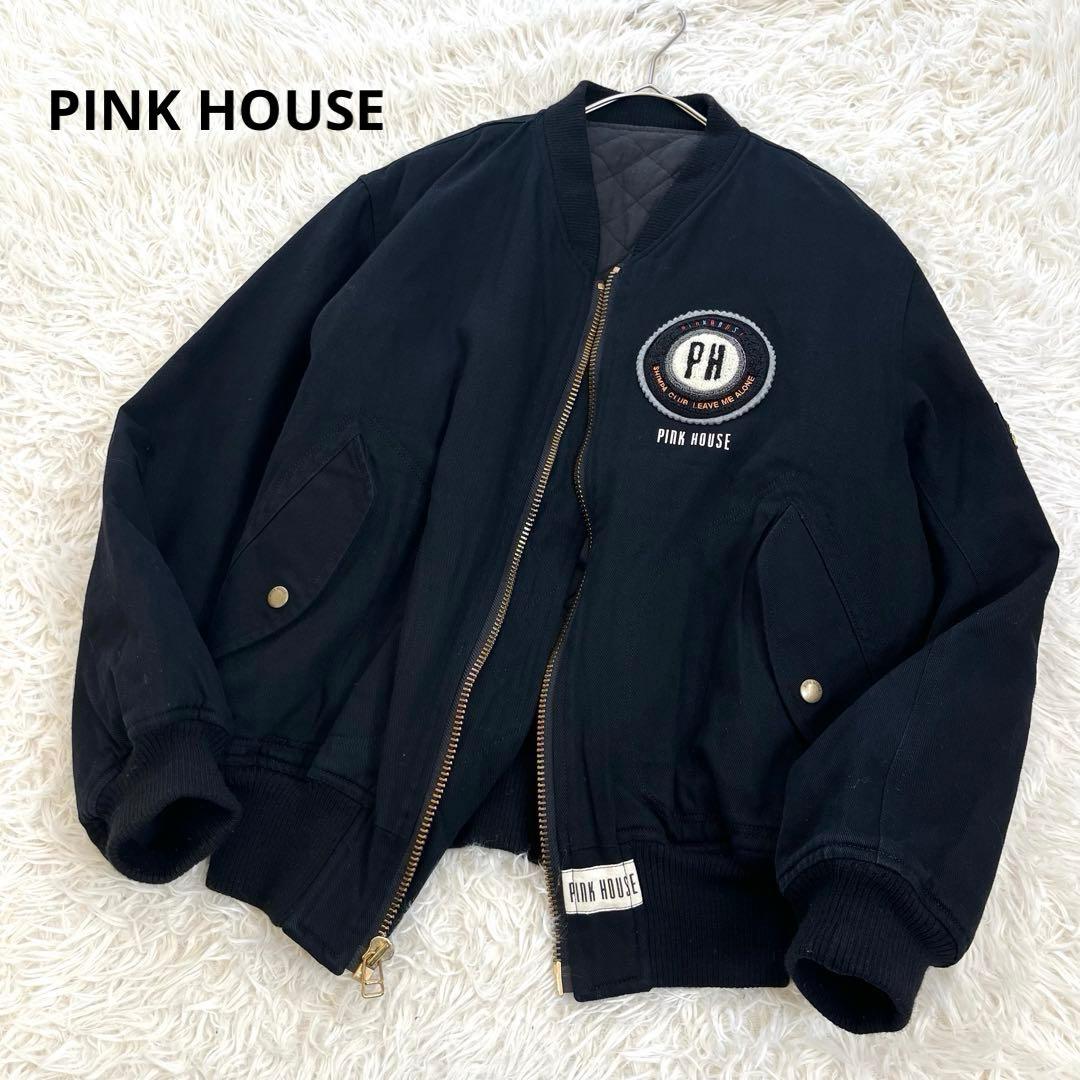 希少✨ ピンクハウス ブルゾン ワッペン 刺繍ロゴ 中綿キルティング 綿100