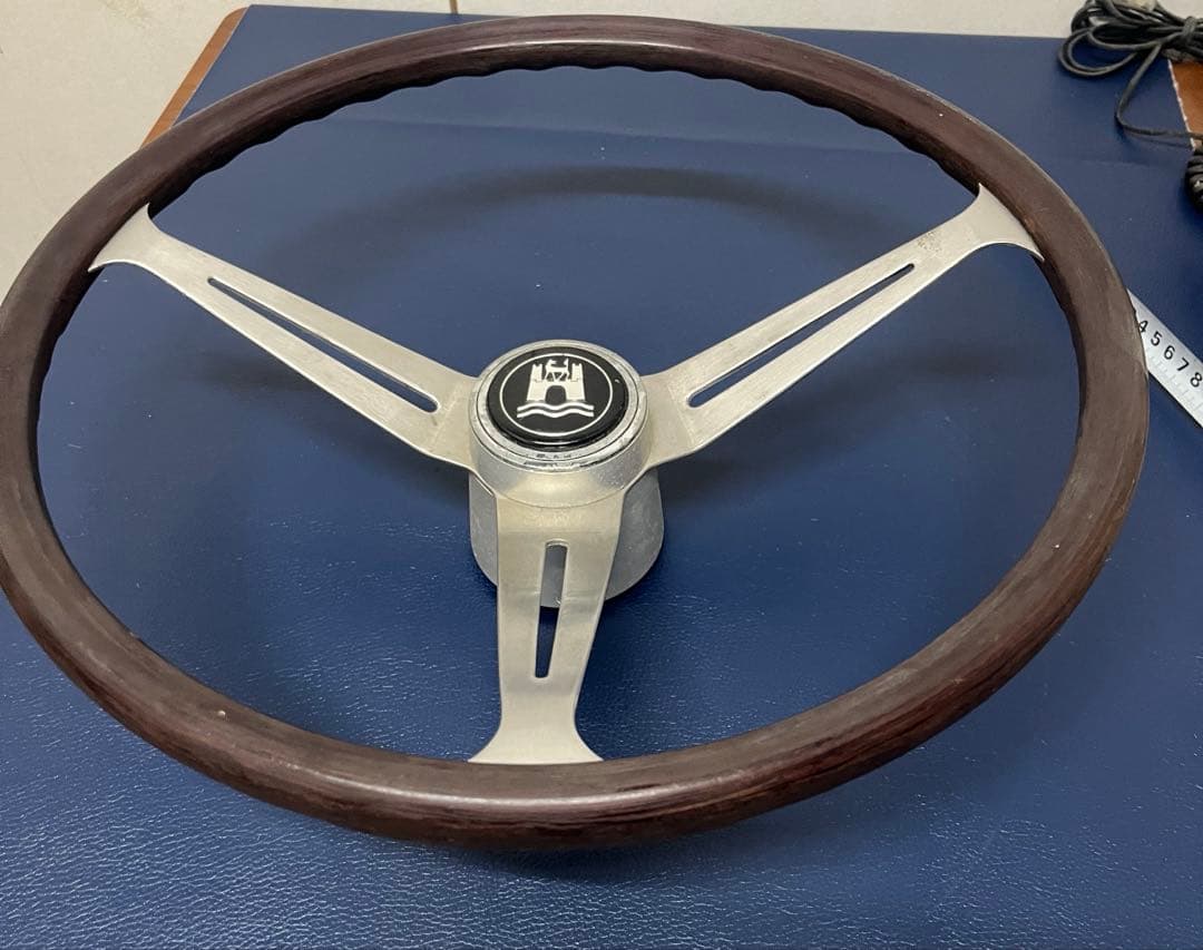希少 VW フォルクスワーゲンウッドステアリング40cmウォルフスブルク 当時物