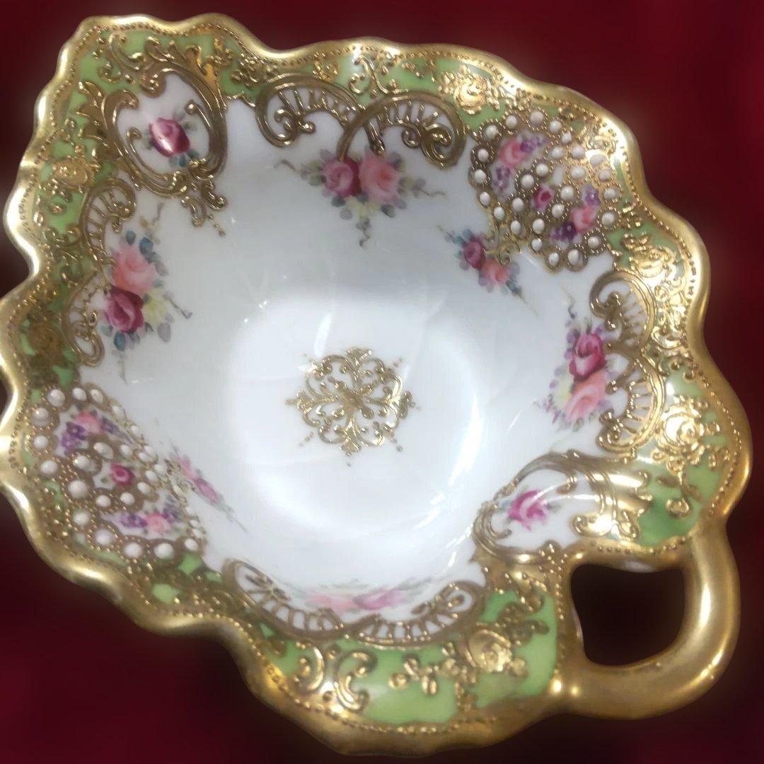 ***様 特別価格 オールドノリタケ RC薔薇の花に金盛り装飾のボウル