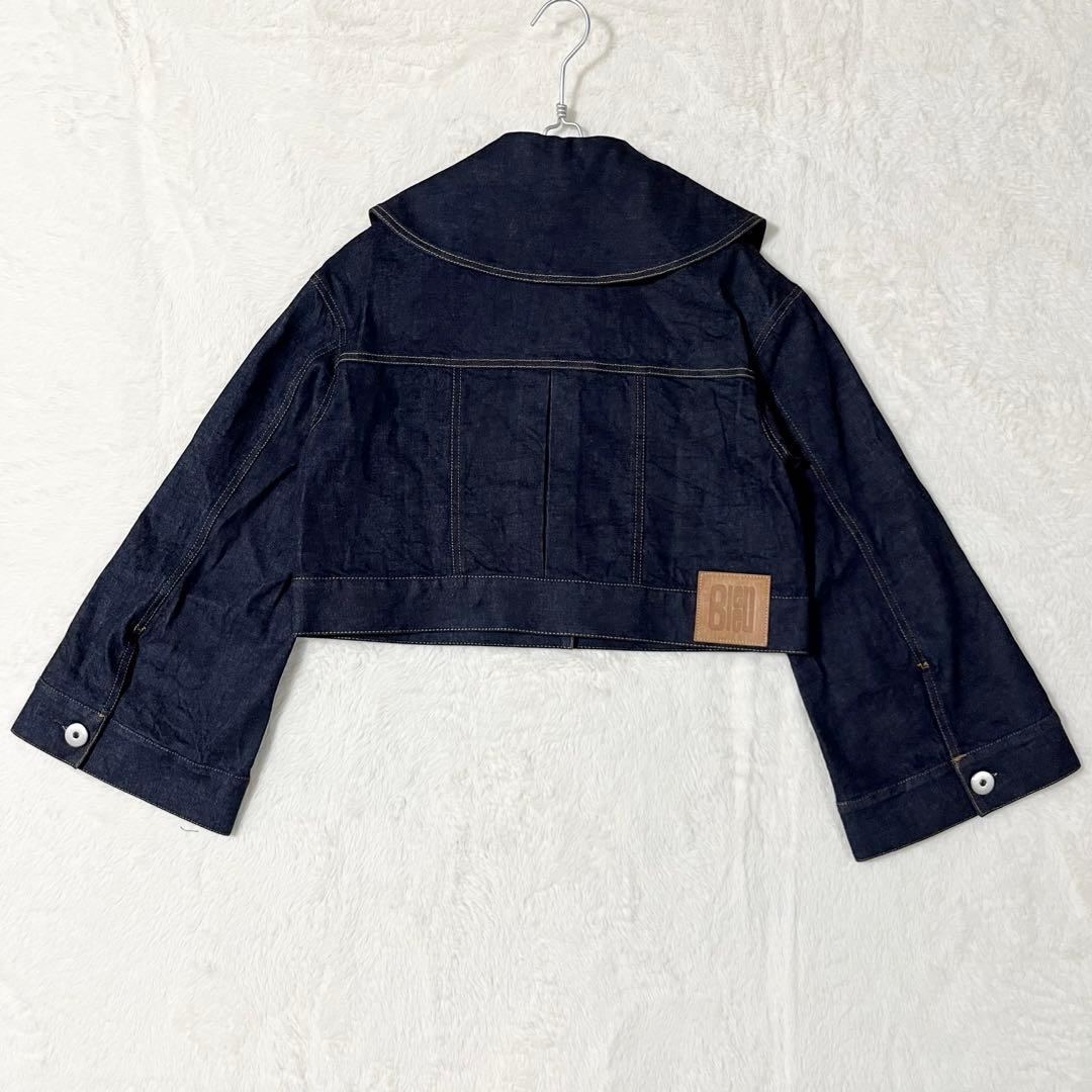 極美品✨LANVIN en Bleu ビッグカラーデニムショートジャケット22年