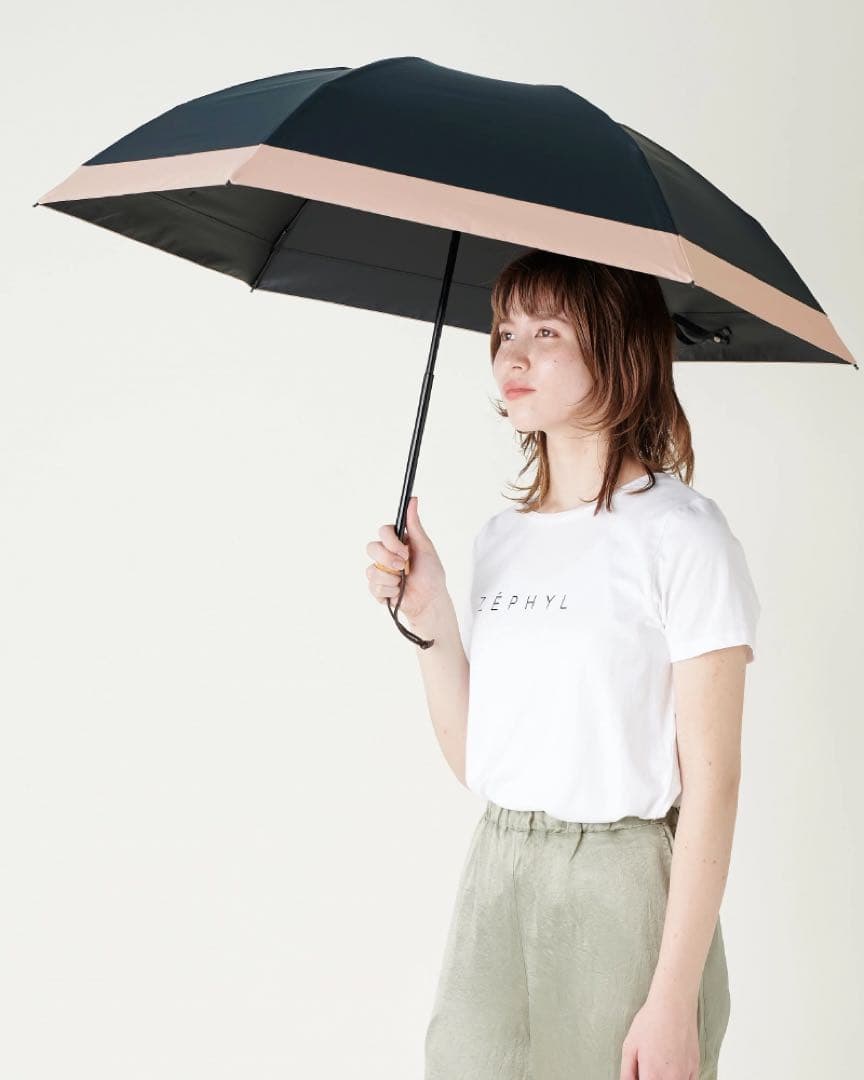 売り切れ商品⭐️サンバリア100 折りたたみ日傘三段折り　コンビ　ブラック