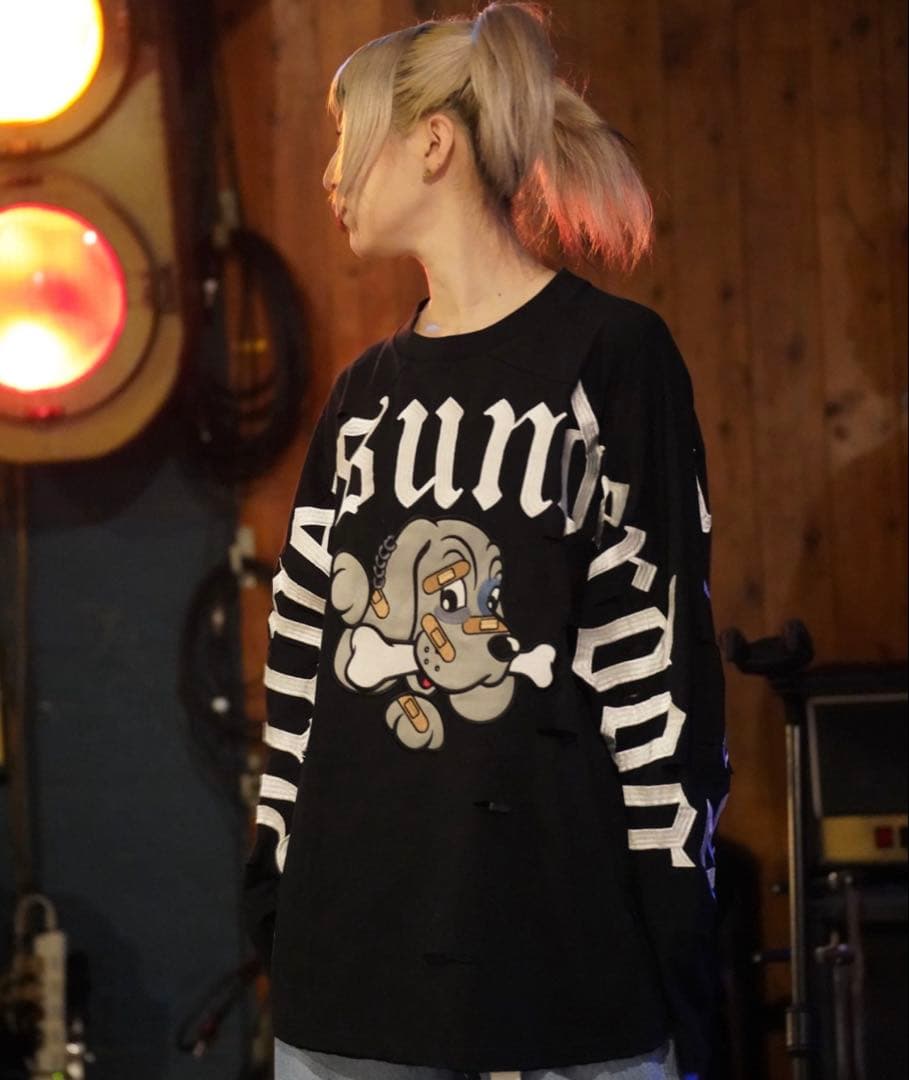 【新品未開封】GAxGALFY ぼろぼろ刺繍 ロンT ブラック 大型犬 XL