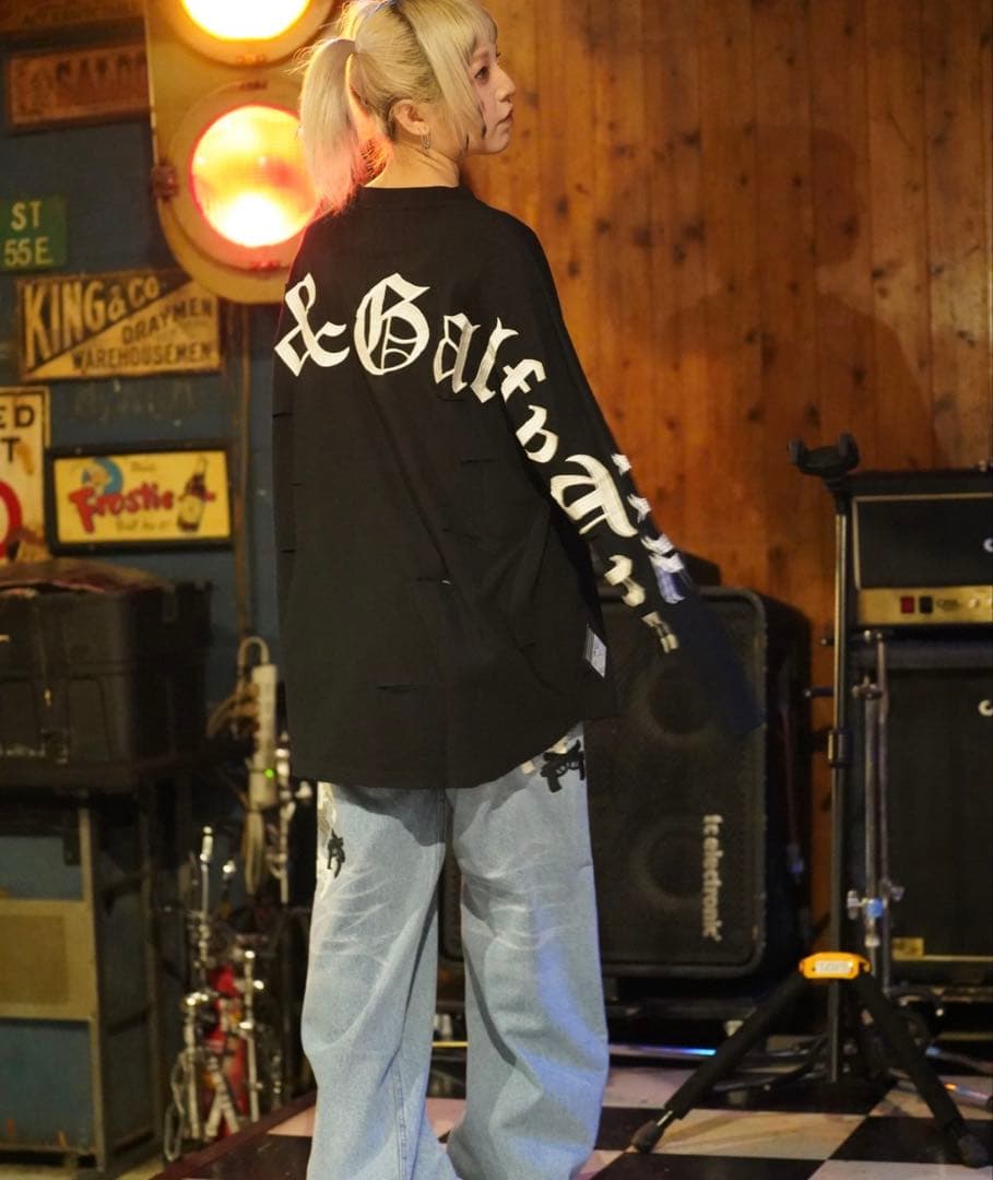 【新品未開封】GAxGALFY ぼろぼろ刺繍 ロンT ブラック 大型犬 XL