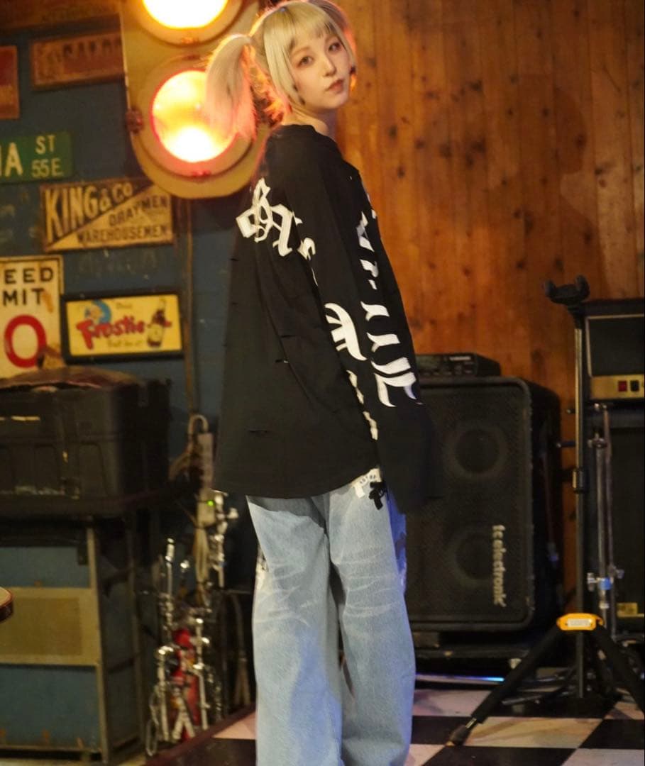 【新品未開封】GAxGALFY ぼろぼろ刺繍 ロンT ブラック 大型犬 XL