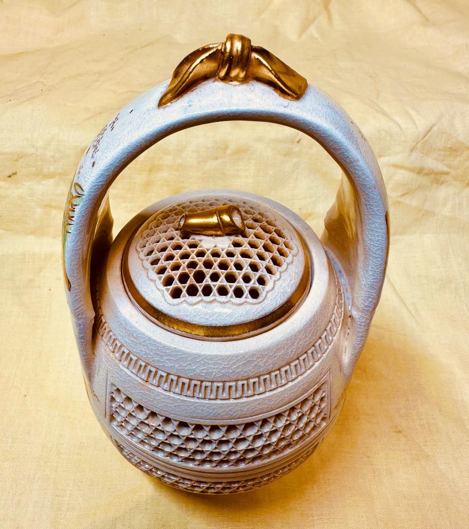 薩摩・透かし香炉 ・錦江陶芸・箱付き