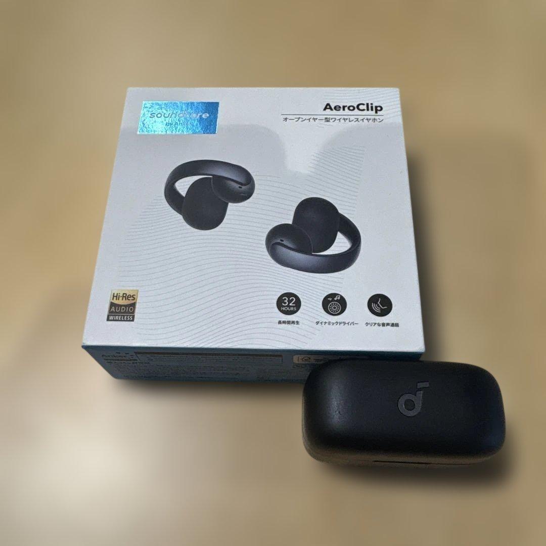 AeroClip ブラック ワイヤレスイヤホン　イヤーカフ型　片耳