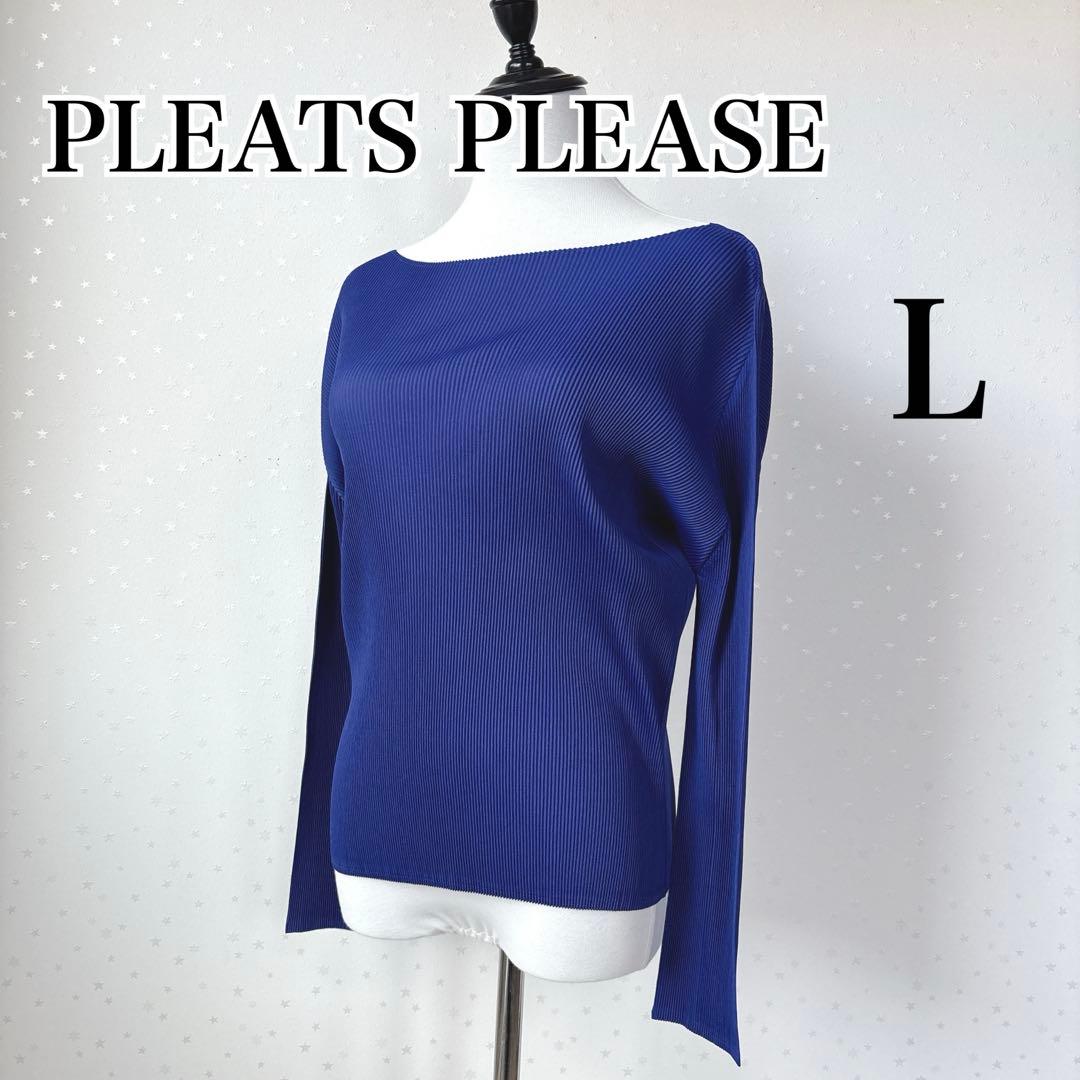美品✨希少色✨プリーツプリーズ　長袖カットソー　ブルー　青　デザイナーズ