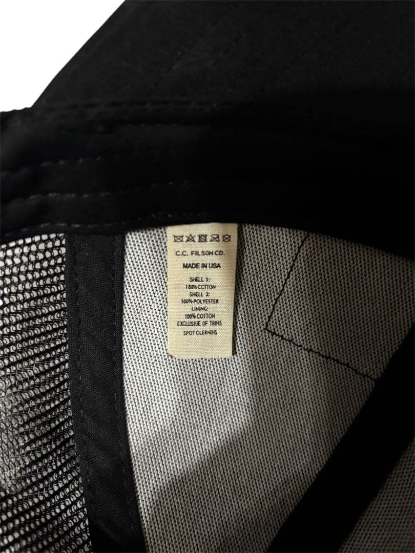 FILSON ブラック メッシュキャップ　Logger Mesh Cap タグ付