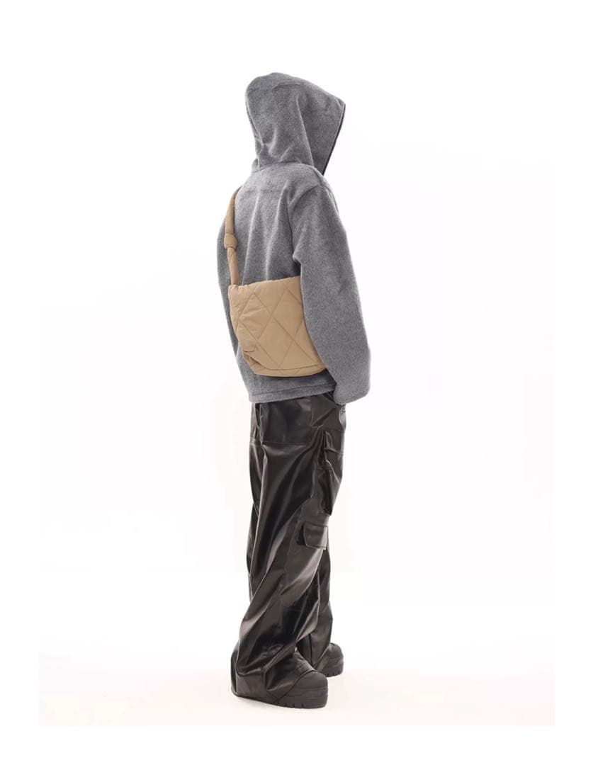 光沢 ワイドカーゴパンツ 多ポケット フルジップ ブラック y2k opium