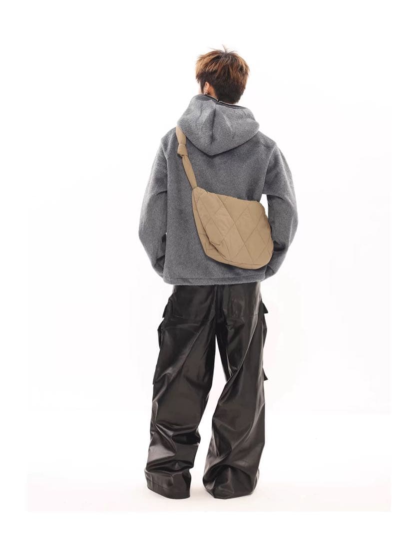 光沢 ワイドカーゴパンツ 多ポケット フルジップ ブラック y2k opium